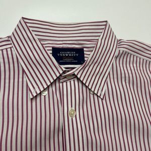 Charles Tyrwhitt Red and White Striped Dress Shirt